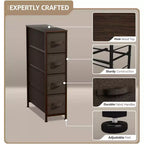 Sorbus Commode Étroite à 4 Tiroirs – avec Cadre en Acier, Plateau en Bois et Bacs en Tissu Faciles à Tirer pour Petits Espaces, Placards, Chambres, Salles de Bain et Buanderies