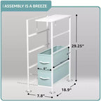 Sorbus Commode Étroite à 4 Tiroirs – avec Cadre en Acier, Plateau en Bois et Bacs en Tissu Faciles à Tirer pour Petits Espaces, Placards, Chambres, Salles de Bain et Buanderies