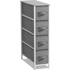 Sorbus Commode Étroite à 4 Tiroirs – avec Cadre en Acier, Plateau en Bois et Bacs en Tissu Faciles à Tirer pour Petits Espaces, Placards, Chambres, Salles de Bain et Buanderies
