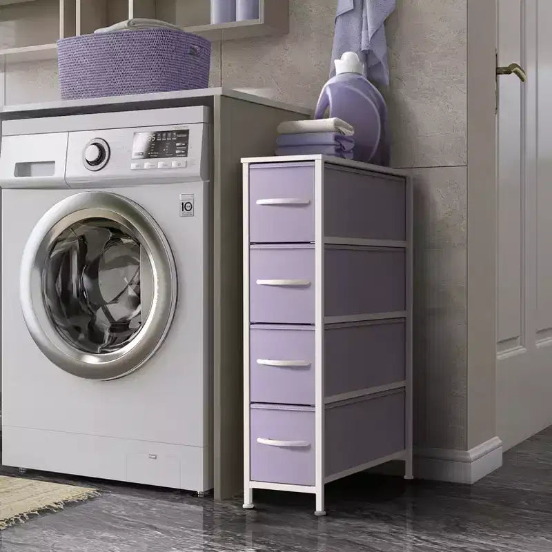 Sorbus Commode Étroite à 4 Tiroirs – avec Cadre en Acier, Plateau en Bois et Bacs en Tissu Faciles à Tirer pour Petits Espaces, Placards, Chambres, Salles de Bain et Buanderies