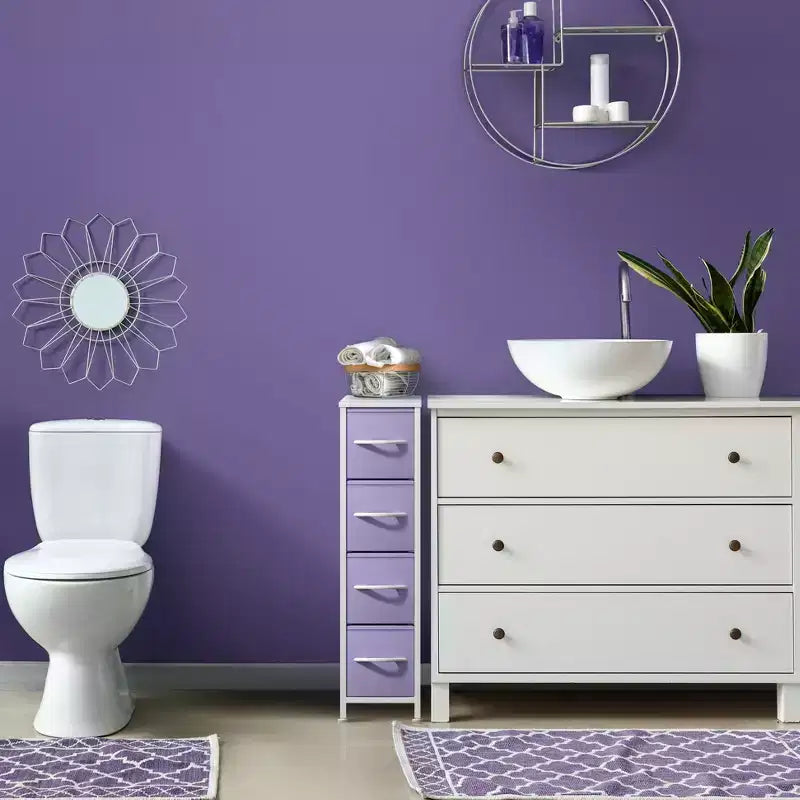 Sorbus Commode Étroite à 4 Tiroirs – avec Cadre en Acier, Plateau en Bois et Bacs en Tissu Faciles à Tirer pour Petits Espaces, Placards, Chambres, Salles de Bain et Buanderies
