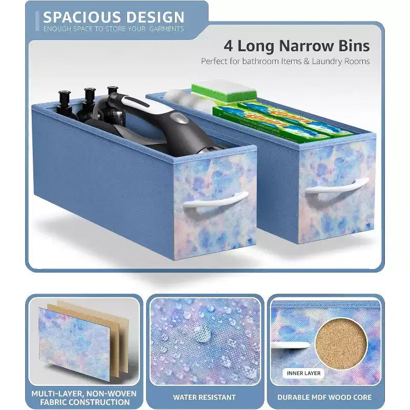 Sorbus Commode Étroite à 4 Tiroirs – avec Cadre en Acier, Plateau en Bois et Bacs en Tissu Faciles à Tirer pour Petits Espaces, Placards, Chambres, Salles de Bain et Buanderies