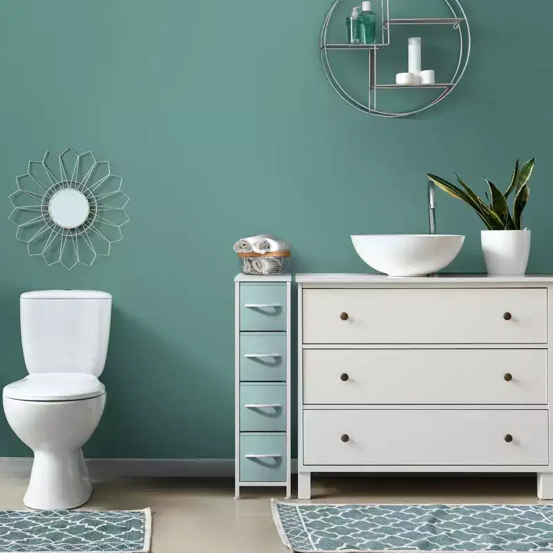 Sorbus Commode Étroite à 4 Tiroirs – avec Cadre en Acier, Plateau en Bois et Bacs en Tissu Faciles à Tirer pour Petits Espaces, Placards, Chambres, Salles de Bain et Buanderies