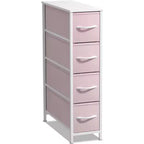Sorbus Commode Étroite à 4 Tiroirs – avec Cadre en Acier, Plateau en Bois et Bacs en Tissu Faciles à Tirer pour Petits Espaces, Placards, Chambres, Salles de Bain et Buanderies