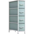 Sorbus 4 Drawers Narrow Dresser - with Steel Frame, Wood Top & Easy Pull Fabric Bins for Small Spaces, Closets, Bedroom, Bathroom & Laundry