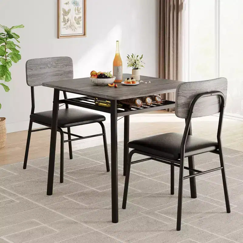 Ensemble de salle à manger compact COZONY avec chaises rembourrées, petite table de cuisine carrée et pieds en métal pour salle à manger