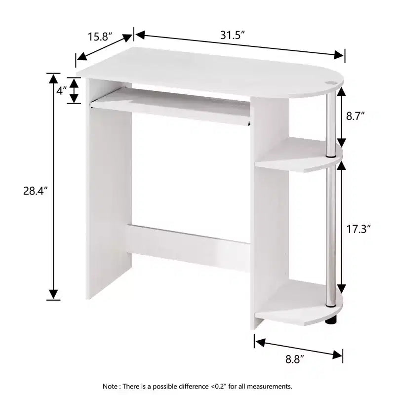 HOMLUX Bureau d'ordinateur large de 15 po avec plateau à clavier et 2 compartiments