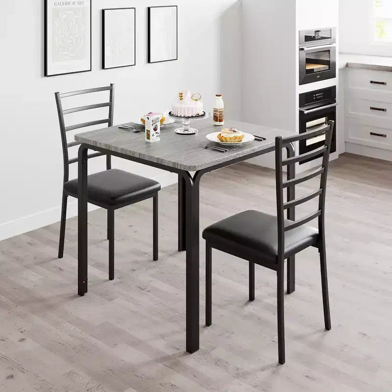 COZONY Ensemble table de salle à manger 3 pièces pour 2 avec chaises rembourrées, ensemble table et chaises de cuisine carrées pour petits espaces et coin petit-déjeuner