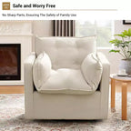 Fauteuil d'appoint pivotant surdimensionné, canapé d'appoint confortable de style Mid-Century, fauteuil baquet moderne en tissu de lin, base en métal, aucun assemblage requis, pour salon