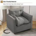 Fauteuil d'appoint pivotant surdimensionné, canapé d'appoint confortable de style Mid-Century, fauteuil baquet moderne en tissu de lin, base en métal, aucun assemblage requis, pour salon