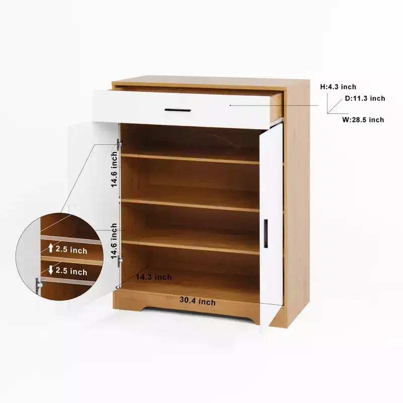 Meuble à chaussures CLIHOME à 4 niveaux, organisateur de chaussures autoportant en bois avec étagères réglables