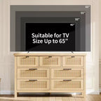 Commode à 7 tiroirs GustoWave avec façades texturées, meuble TV pour téléviseurs jusqu'à 65", pour grand coffre de rangement pour chambre, salon, entrée