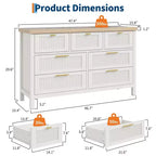 Commode à 7 tiroirs GustoWave avec façades texturées, meuble TV pour téléviseurs jusqu'à 65", pour grand coffre de rangement pour chambre, salon, entrée