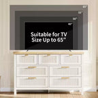 Commode à 7 tiroirs GustoWave avec façades texturées, meuble TV pour téléviseurs jusqu'à 65", pour grand coffre de rangement pour chambre, salon, entrée