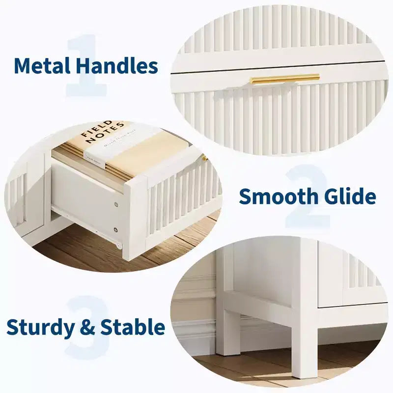 Commode à 7 tiroirs GustoWave avec façades texturées, meuble TV pour téléviseurs jusqu'à 65", pour grand coffre de rangement pour chambre, salon, entrée