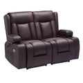 VEVOR Loveseat Recliner Sofa, Power Reclining Couch with Heating&Massage and Timer,PU Leather Electric Recliner Sofa with USB Ports,Cup Holders,Brown