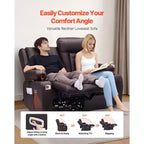 VEVOR Canapé inclinable causeuse, canapé inclinable électrique avec chauffage et massage et minuterie, canapé inclinable électrique en cuir PU avec ports USB, porte-gobelets, marron