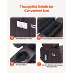 VEVOR Canapé inclinable causeuse, canapé inclinable électrique avec chauffage et massage et minuterie, canapé inclinable électrique en cuir PU avec ports USB, porte-gobelets, marron