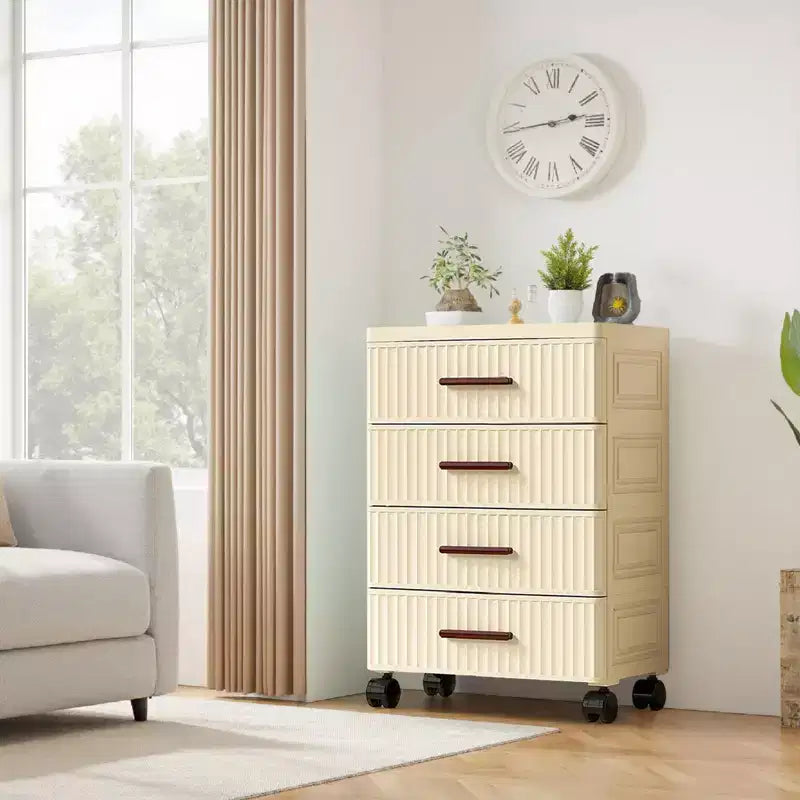 Plastic Drawer Storage On Wheels, Multifunctional Drawer Storage, Pull Out Storage Bins, Easy Assembly, for Bedroom, Office, Living Room