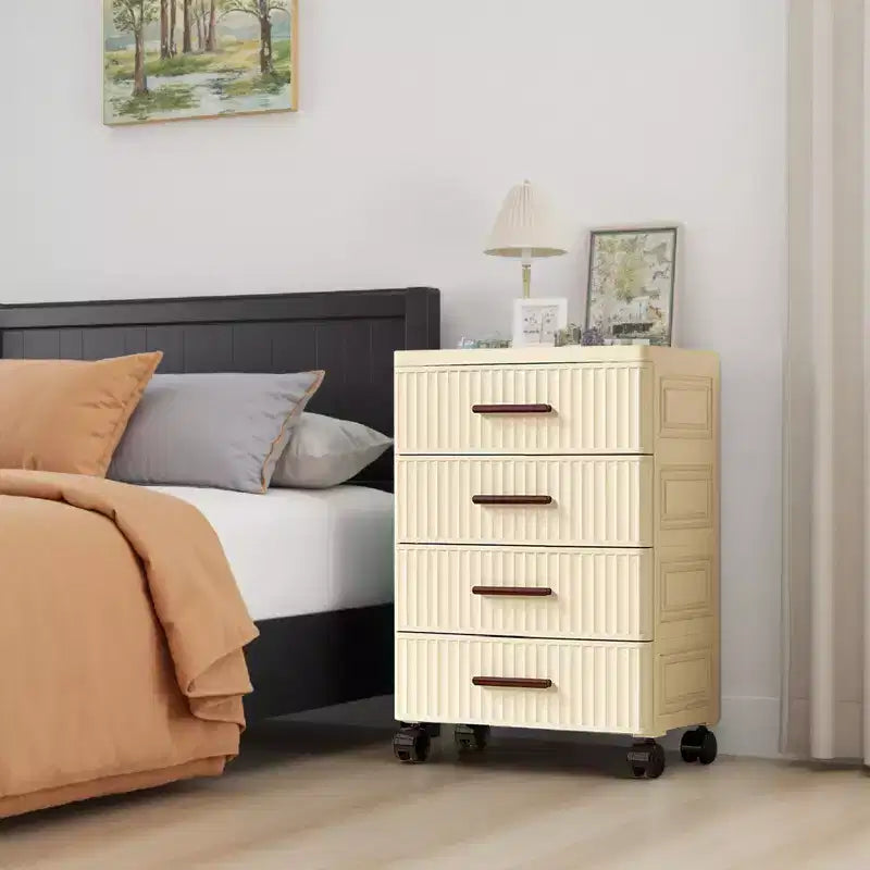 Tiroir de rangement en plastique sur roulettes, tiroir de rangement multifonctionnel, bacs de rangement coulissants, montage facile, pour chambre à coucher, bureau, salon