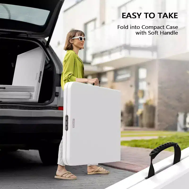 VINGLI Table pliante en plastique de 1,8 m, table longue portable pour usage intérieur/extérieur rectangulaire avec poignée de transport, plateau en HDPE lisse, blanc