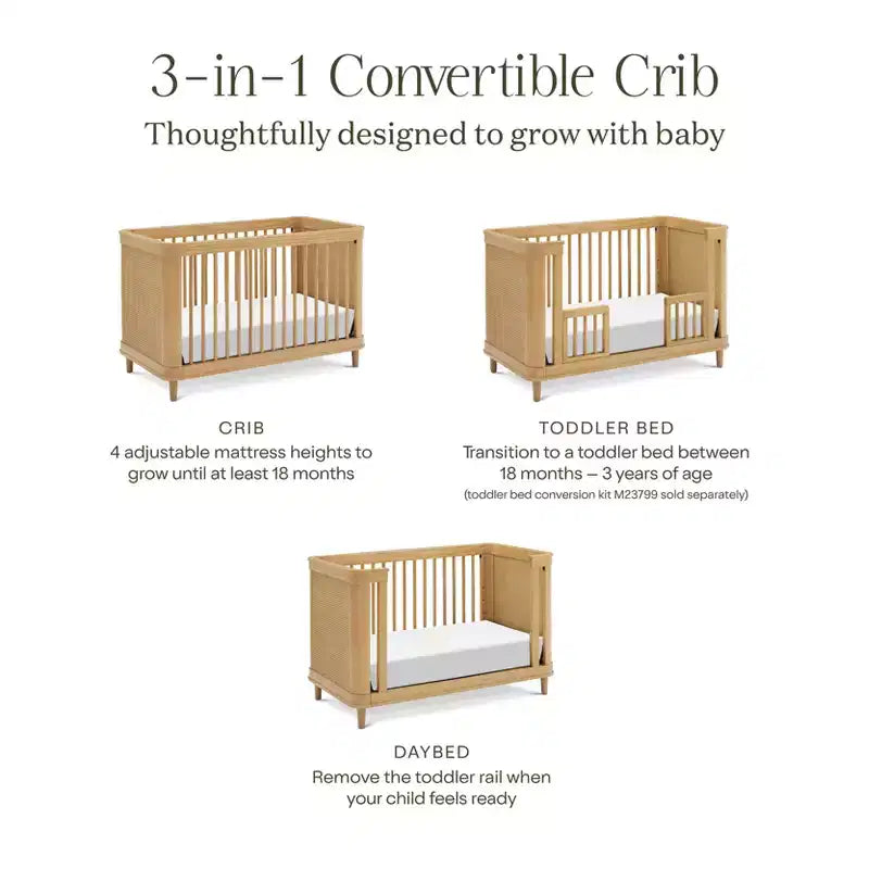 Lit de bébé convertible 3-en-1 Marin avec canne de Namesake