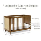 Lit de bébé convertible 3-en-1 Marin avec canne de Namesake