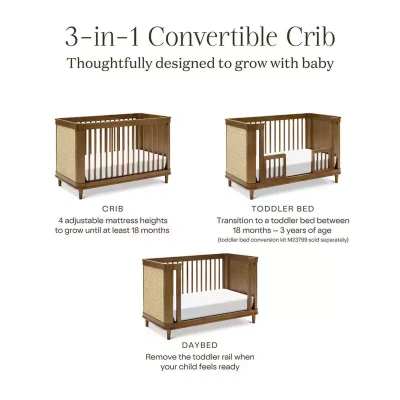 Lit de bébé convertible 3-en-1 Marin avec canne de Namesake