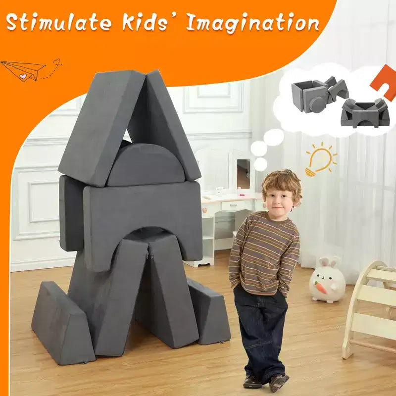 Canapé de jeu modulaire 8 pièces pour enfants, canapé de sol pour tout-petits garçons et filles, lit-canapé convertible avec housse lavable en machine, canapé de jeu multifonctionnel