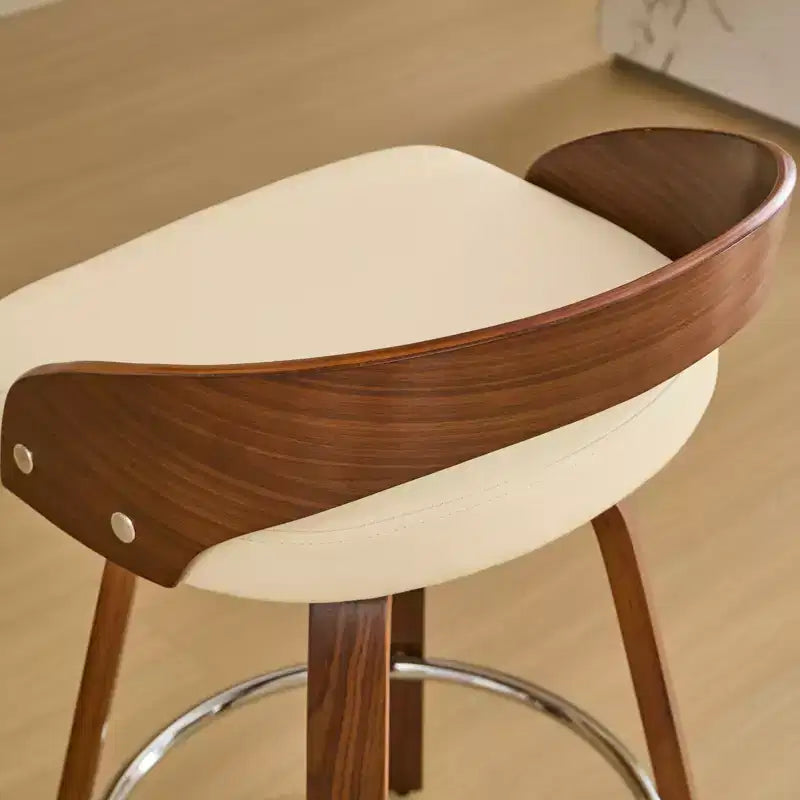 MAYEERTY Tabourets de bar pivotants - Dossier bas, cadre en bois, coussin moelleux, hauteur d'assise de 63,5 cm, lot de 2
