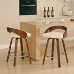 MAYEERTY Tabourets de bar pivotants - Dossier bas, cadre en bois, coussin moelleux, hauteur d'assise de 63,5 cm, lot de 2