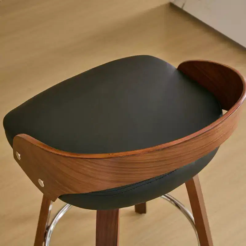 MAYEERTY Tabourets de bar pivotants - Dossier bas, cadre en bois, coussin moelleux, hauteur d'assise de 63,5 cm, lot de 2