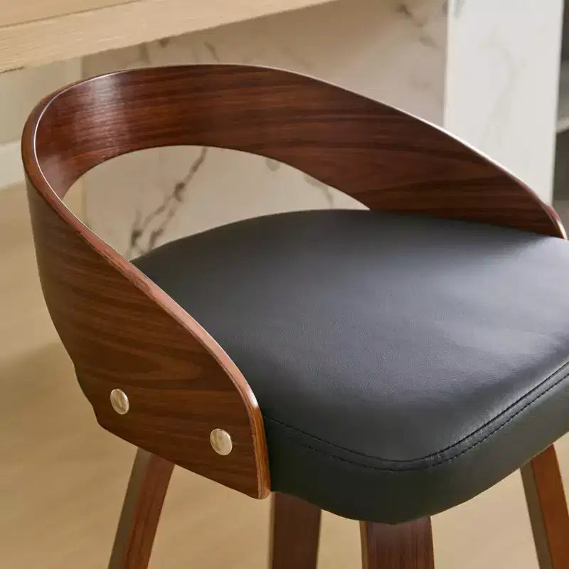 MAYEERTY Tabourets de bar pivotants - Dossier bas, cadre en bois, coussin moelleux, hauteur d'assise de 63,5 cm, lot de 2