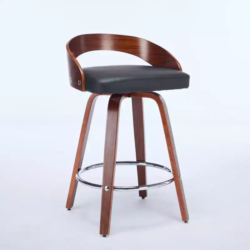 MAYEERTY Tabourets de bar pivotants - Dossier bas, cadre en bois, coussin moelleux, hauteur d'assise de 63,5 cm, lot de 2