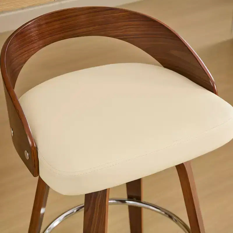 MAYEERTY Tabourets de bar pivotants - Dossier bas, cadre en bois, coussin moelleux, hauteur d'assise de 63,5 cm, lot de 2