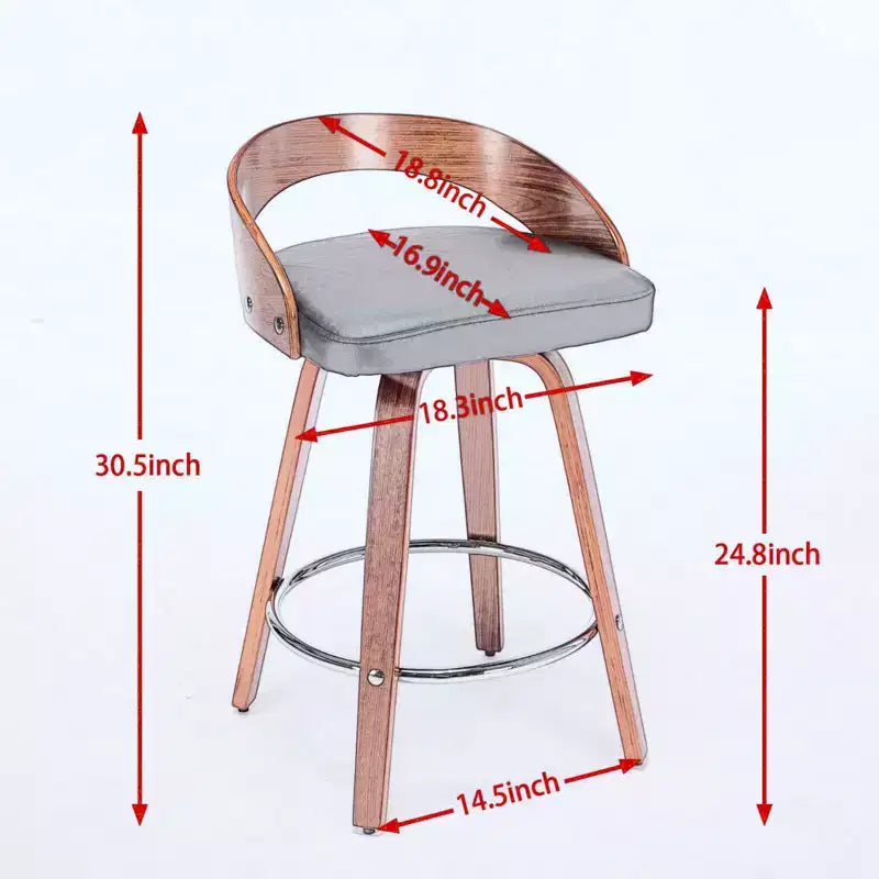 MAYEERTY Tabourets de bar pivotants - Dossier bas, cadre en bois, coussin moelleux, hauteur d'assise de 63,5 cm, lot de 2