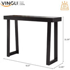 VINGLI 42.9 Table Console Noire, Table d'Entrée en Bois Massif, Table de Canapé Étroite Derrière le Canapé, Fine, pour Salon, Couloir