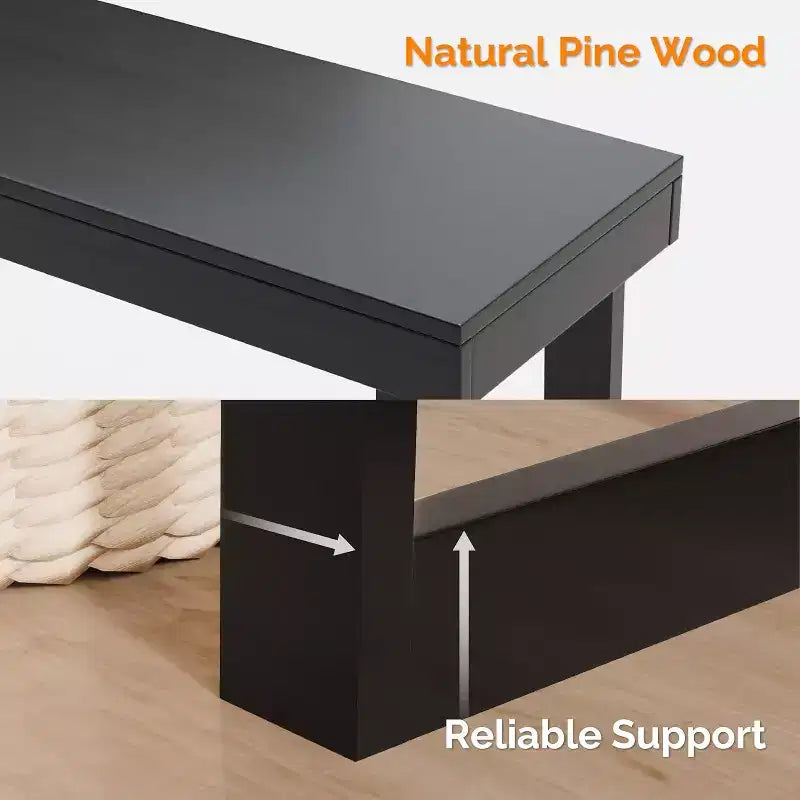 VINGLI 42.9 Table Console Noire, Table d'Entrée en Bois Massif, Table de Canapé Étroite Derrière le Canapé, Fine, pour Salon, Couloir