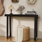 VINGLI 42.9 Table Console Noire, Table d'Entrée en Bois Massif, Table de Canapé Étroite Derrière le Canapé, Fine, pour Salon, Couloir