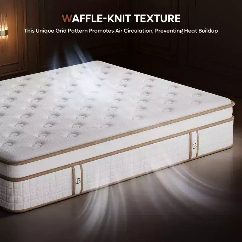 Matelas hybride Tencel de 12 pouces, taille double, mousse à mémoire de forme rafraîchissante et couche moelleuse, livré dans une boîte