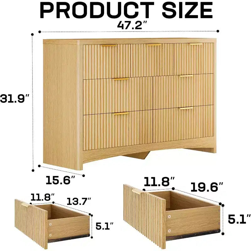 Commode en bois à 7 tiroirs avec glissières fluides, solution de rangement moderne pour chambres à coucher, salons et couloirs