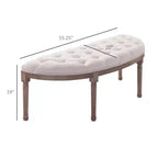 Banc de bout de lit semi-circulaire capitonné, banc d'entrée de chambre rembourré avec pieds en bois d'hévéa