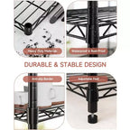 Étagère métallique à 4 niveaux avec tablettes ajustables - Support de rangement robuste