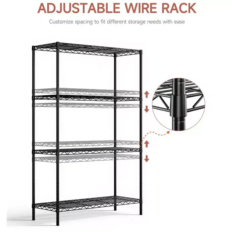 Étagère métallique à 4 niveaux avec tablettes ajustables - Support de rangement robuste