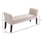 Banc de chambre rembourré avec capitonnage, bout de lit avec accoudoirs et pieds en bois massif