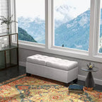 Banc Ottoman de rangement de 117 cm, banc de bout de lit rembourré avec cadre en acier, banc de rangement capitonné avec charnières de sécurité pour salon, entrée