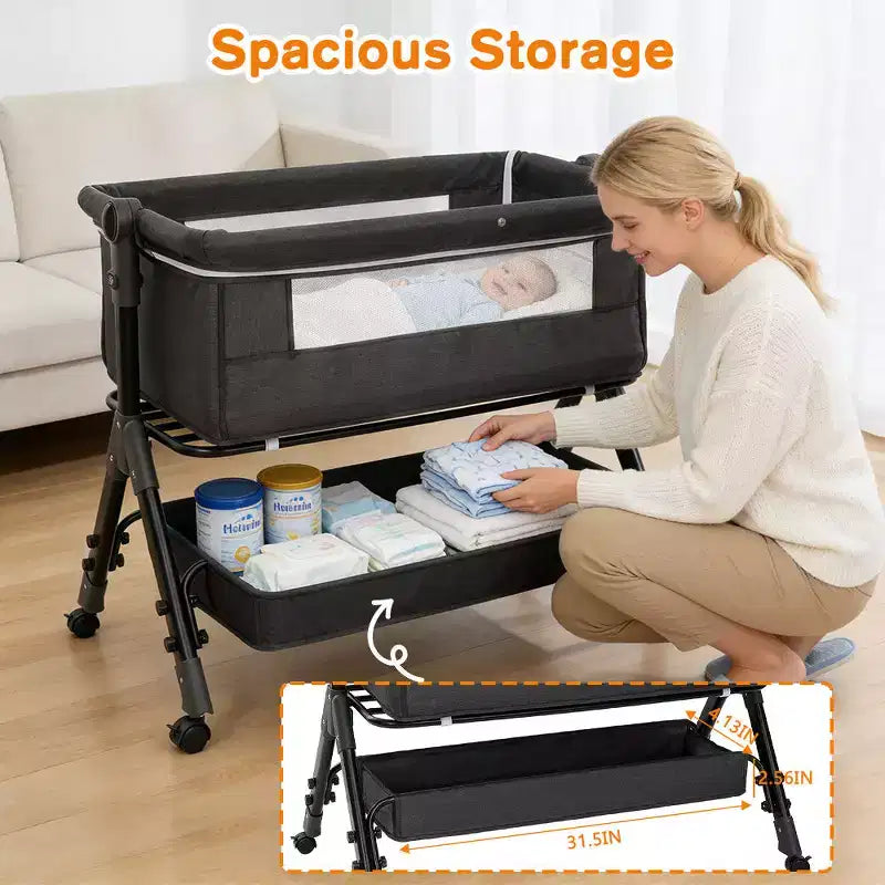 Kmaier Berceau Cododo 3 en 1, Cododo Bébé Pliable Facile à Monter et Transporter