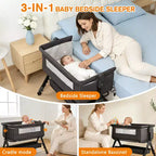 Kmaier Berceau Cododo 3 en 1, Cododo Bébé Pliable Facile à Monter et Transporter