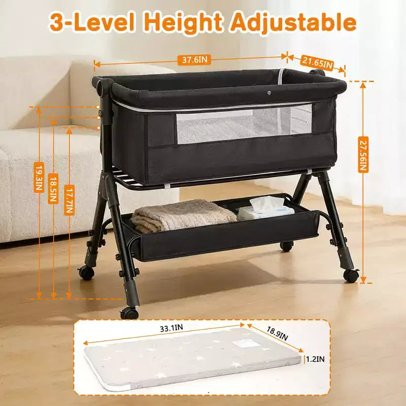 Kmaier Berceau Cododo 3 en 1, Cododo Bébé Pliable Facile à Monter et Transporter