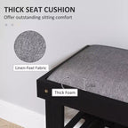 Banc de rangement à chaussures en bambou, banc d'entrée à 3 niveaux avec coussin, organisateur de chaussures pour entrée, couloir